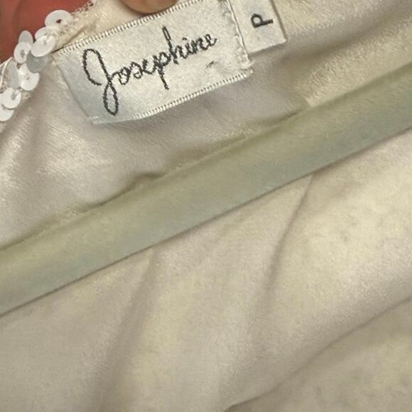 Josephine Sequin Evening Blouse Women’s Medium White Cap Sleeve Sparkle Top - Picture 3 of 5